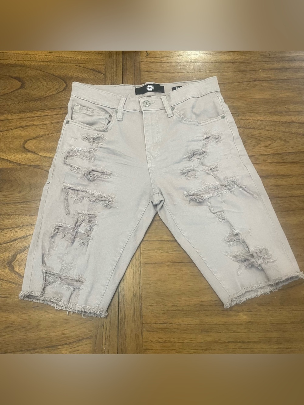 Jordan Craig Men’s Distressed Jean Shorts Grey Size 30 Raw Hem Streetwear